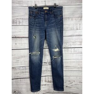 Madewell 9"‎ High Riser Skinny Skinny Jeans Women's 29 Blue Medium Wash Distress
